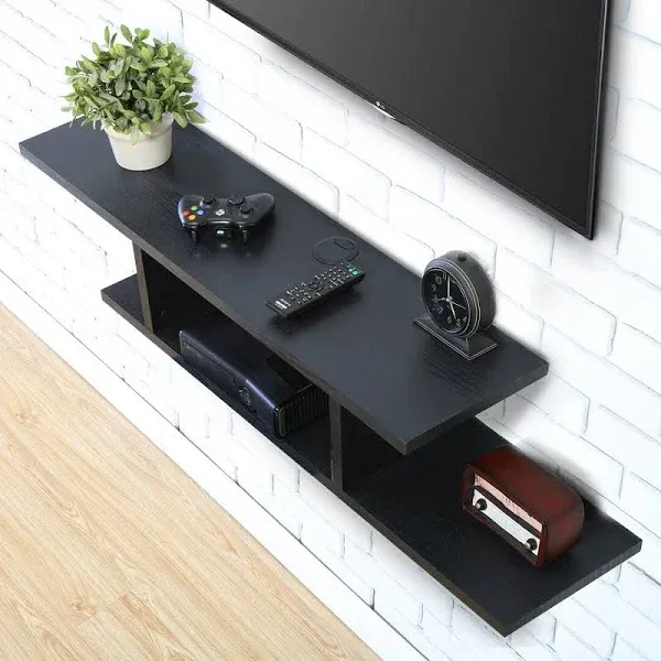 FITUEYES Concise Floating TV Stand Shelf - Wall Mounted Entertainment Center Media Console Component Wall Cabinet, Black, 50"