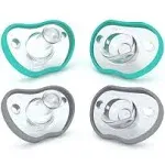 Nanobebe Baby Pacifiers 0-3 Month - Orthodontic, Curves Comfortably with Face Contour, Award Winning for Breastfeeding Babies, 100% Silicone - BPA