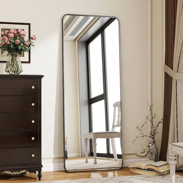 BEAUTYPEAK Gold Full Length Mirror, 60"x20" Rounded Corner Floor Mirror Standing Hanging or Leaning Against Wall Dressing Room Mirror Full Length