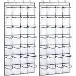 REGELETO 2 Pack 28 Pocket Over The Door Shoe Organzier Hanging Shoe Rack for Door Large Capacity Shoe Organizer Holder with 4 Metal Hooks (