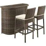 Crosley Furniture Bradenton 3-Piece Sand Outdoor Wicker Bar Set