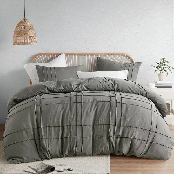 Comfort Spaces Size Duvet Cover Set 3 Pieces Pintuck Pleated Duvet Cover