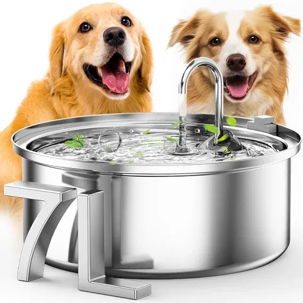 oneisall Dog Water Fountain for Large Dogs,7L/230oz/1.8G Stainless Steel Dog Fountain Super Quiet with Triple Filtration,Great for Large Dogs Cats