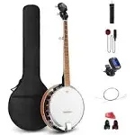 Vangoa 5 String Banjo Remo Head Closed Solid Back with Beginner Kit, Tuner, Stra