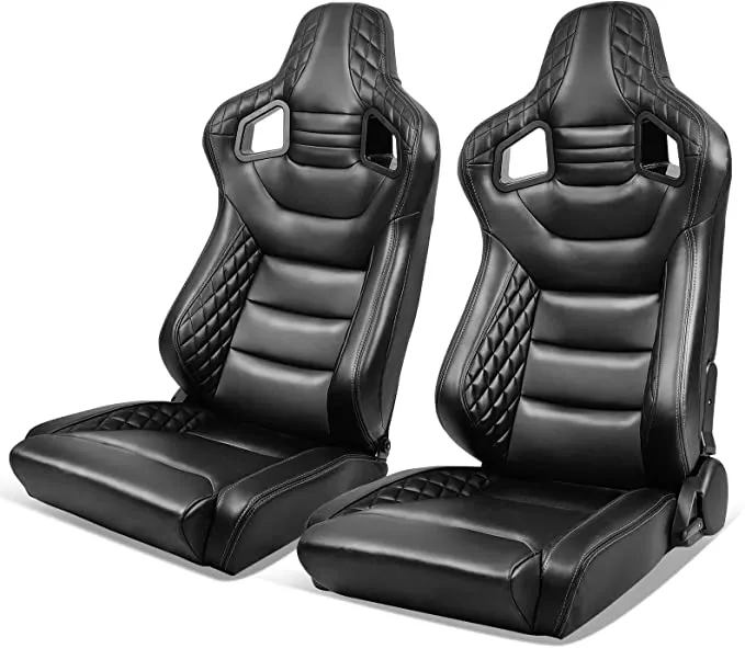 Reclinable Pair Racing Seat Big Style Dual Slider Microfiber Leather Grey Stitch