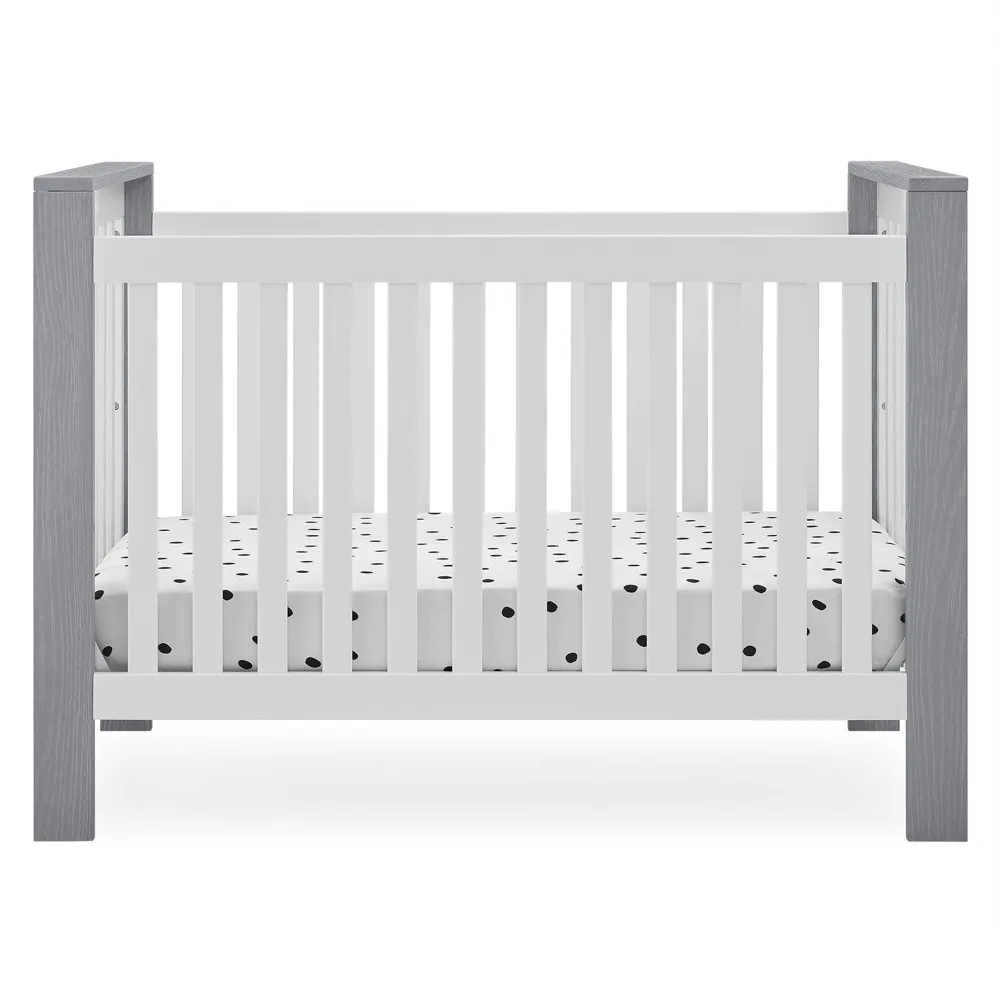 Delta Children Miles 4-in-1 Convertible Crib, Greenguard Gold Certified, Bianca White/Textured Cloud