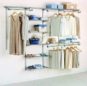 Rubbermaid 3H89 Configurations 4-to-8-Foot Deluxe Custom Closet Organizer System Kit, Titanium