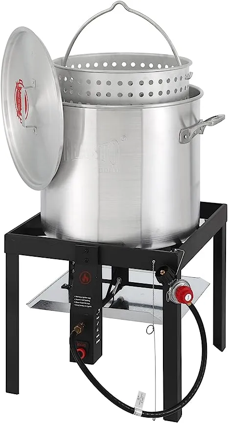 FEASTO 80 qt. Aluminum Boil Kit with Basket Perfect for Seafood Boiling and Steaming