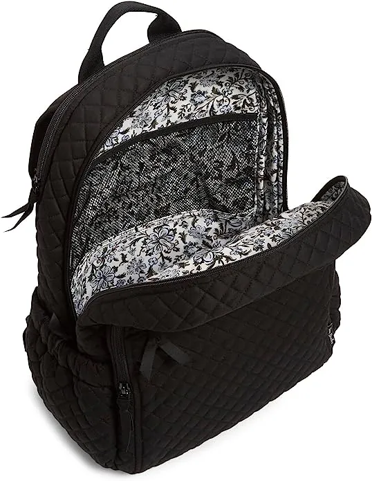 Vera Bradley Women's Cotton Campus Backpack, Black - Recycled Cotton, One SizeVera Bradley Women's Cotton Campus Backpack, Black - R…