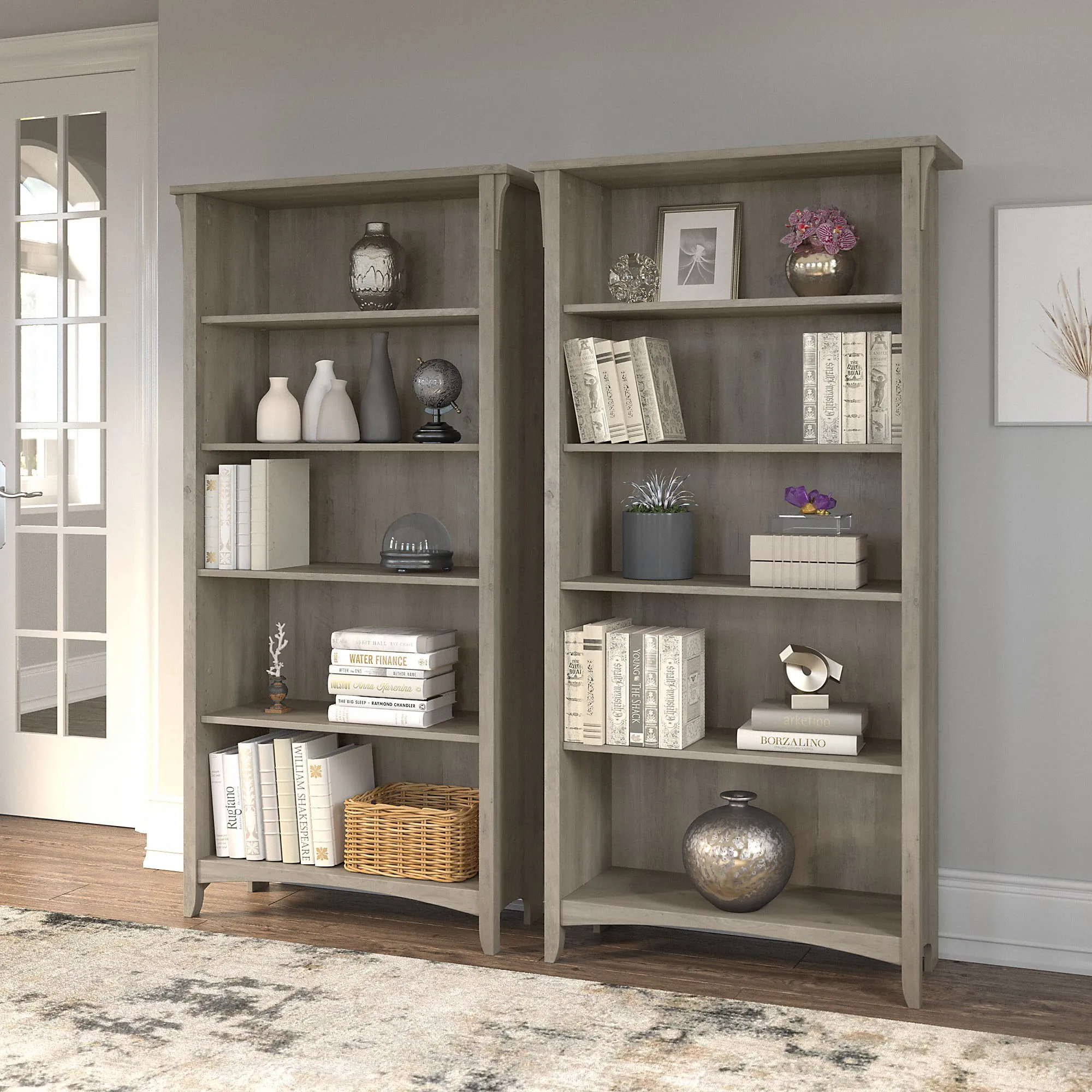 Salinas Driftwood Gray 2 Piece Tall Bookcase Set