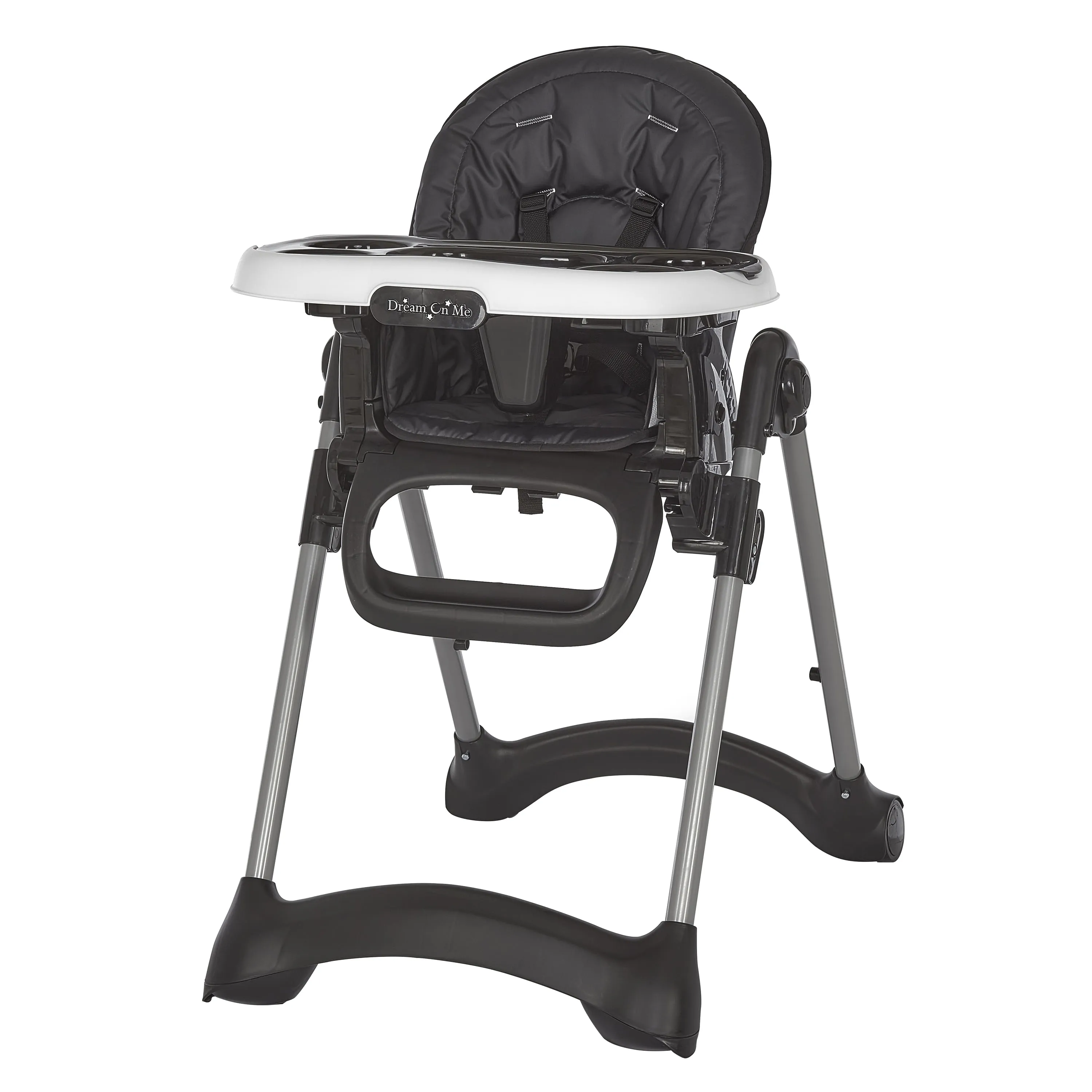 Dream On Me Solid Times High Chair for Babies and Toddlers in Grey, Multiple Recline and Height Positions, Lightweight Portable Baby High Chair, 5 point Safety Harness, Easy to Clean Surface