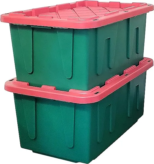 Homz Durabilt 27 Gallon Heavy Duty Storage Tote with Lid, Green Camo (2 Pack)