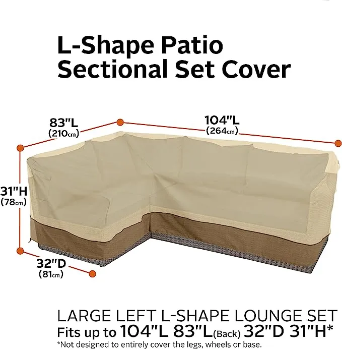 Classic Accessories Veranda Patio L-Shaped Sectional Lounge Set Cover