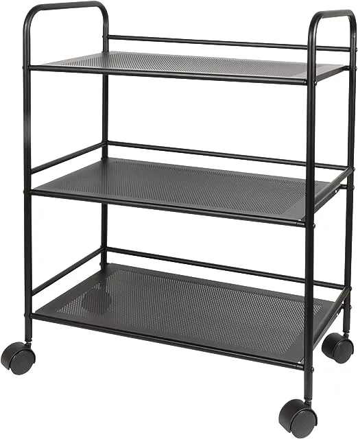 Richards Homewares 3 Tier Metal Cart with Wheels, Black