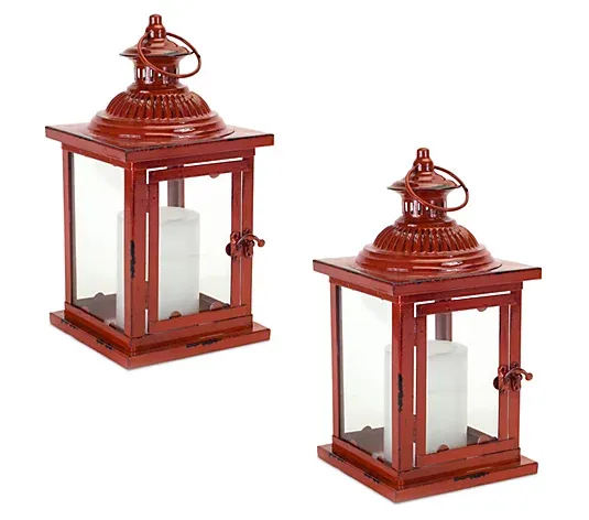 Lantern, 2-Piece Set, 17"H Metal - Farmhouse - Candleholders - by Timeout PRO | Houzz