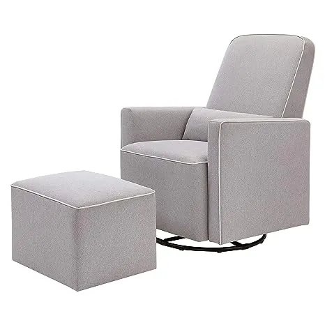 Da Vinci Olive Swivel Glider with Stationary Ottoman, Cream