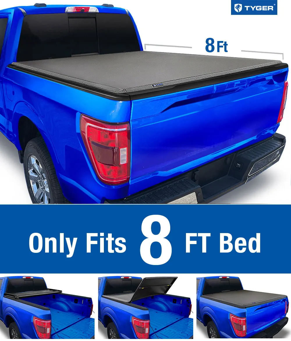 Tyger Auto T3 Soft Tri-fold Truck Bed Tonneau Cover Compatible with 2017-2023 Ford F-250 F-350 Super Duty | 8' Bed | TG-BC3F1125 | Vinyl