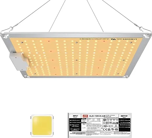 Uthfy GL1000U LED Grow Light Use with Samsung LM301B LEDs and MeanWell Driver,Dimmable Sunlike Full Spectrum Growing Lamps for Indoor Plants Veg Flower 3x3ft Coverage and 2.7 umol/J, Silver