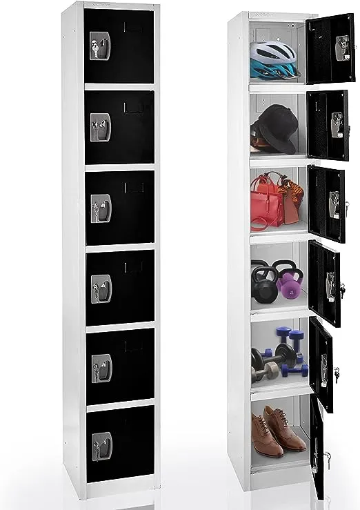 72 in. x 12 in. x 12 in. 6-Compartment Steel Tier Key Lock Storage Locker in Black