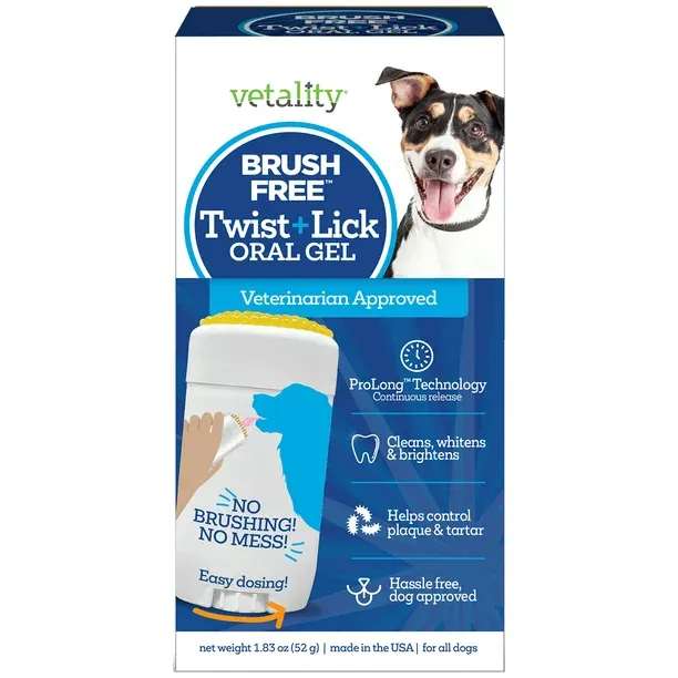 Twist + Lick Oral Gel for Dogs | Continuously Cleans Teeth and Freshens Breath for 24 Hours | Tasty Chicken Flavor | Vet Formulated Dental Care for Dogs | Ditch the Toothbrush