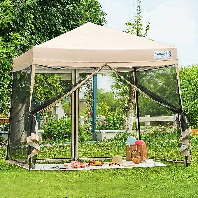 "9'x9' Slant Leg Pop up Canopy Tent with Mosquito Netting, Instant Screen House Room Tent Gazebo"