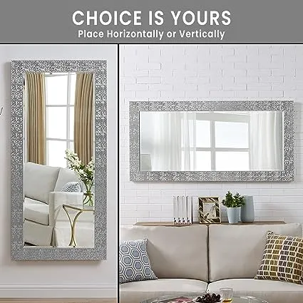 66"L X 32"W Large Mirrors Full Length, Mirrors for Wall Full Length, Tall Mirror Full body, Full Mirrors for Bedroom, Wall Mirror, Living Room Mirror, Full Length Mirror Wall Mounted-Silver