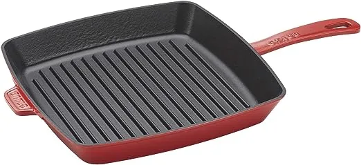 Staub 12" Cast Iron Square Grill Pan - Cherry