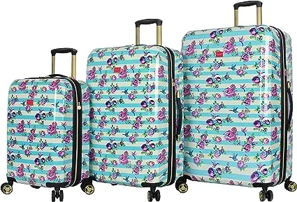 Betsey Johnson Stripe Floral Hummingbird 3-Piece Luggage Set