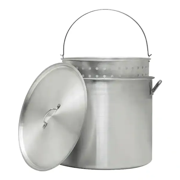 Nexgrill 42 Qt. Aluminum Pot with Strainer Basket and Lid, Silver