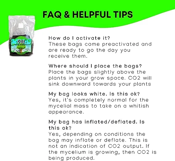 K A E R U S CO2 Bags for Grow Tent - Set and Forget Generator Plants Mushroom Bag Booster, Great Indoor Growing Rooms Preactivat, Mushroom