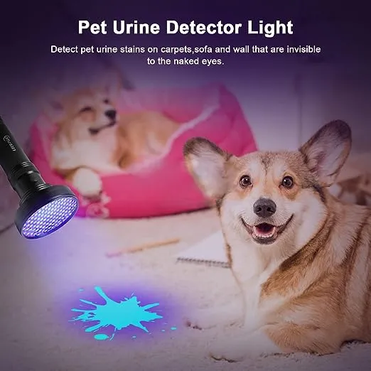 UV Flashlight Black Light for Pet Urine Detection, Super Bright 100 LED Blacklight Flashlights, Handheld UV Light Dog/Cat Pee Light Detector, Ultraviolet Flashlight for Bed Bug, Scorpion Finder