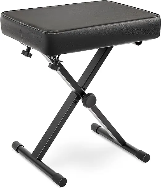 Pyle Adjustable Padded Keyboard x Bench with Three Holes On Each Leg, 4 Non-Slip Rubber Feet, Designed to Fit Users and Playing Styles-PKBENTS