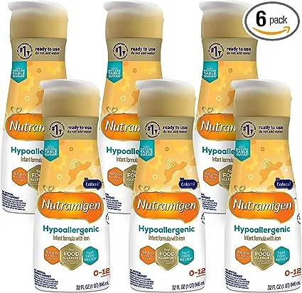 Nutramigen Hypoallergenic Infant Formula, Ready to Use 32 fl oz Bottle (Case of 6)