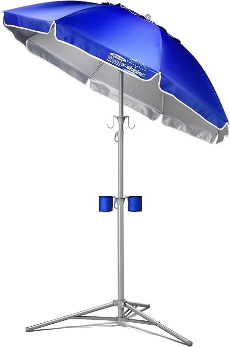 Wondershade 5' Sun Shade Umbrella, Portable Lightweight Adjustable Instant Sun Protection UPF 50+ - Blue