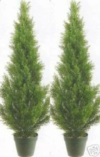 ONKER  Five 3 Foot Artificial Cedar Topiary Trees Potted Indoor or Outdoor