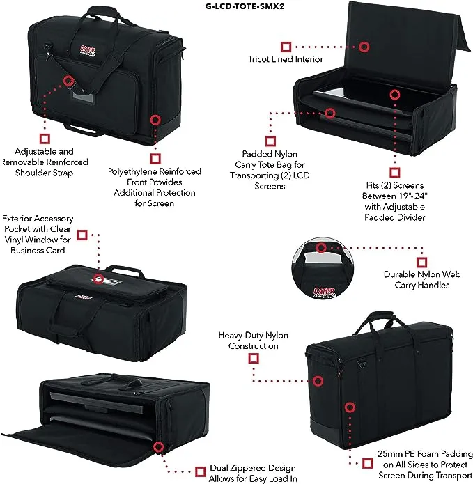 GATOR - G-LCD-TOTE-SMX2 - G-LCD-TOTE-SMX2 pour deux écrans de 24" | Reverb UK