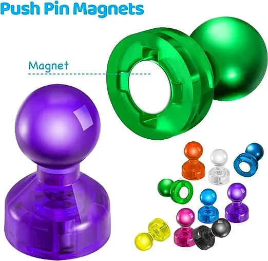 90 PCS Colorful Push Pin Magnets, Office Magnets,8 Assorted Color Strong Magnet