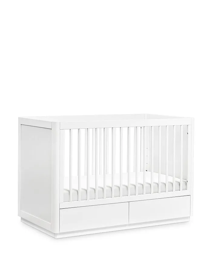 Babyletto Bento 3-in-1 Convertible Storage Crib with Toddler Bed Conversion Kit - White/ Natural