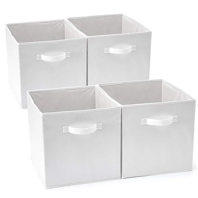 Set of 4 Foldable Fabric Basket Bin, 13 X 15 X 13 Inch Collapsible Orga