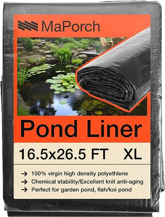 MAPORCH Pond Liner Waterproof 100% HDPE Reinforced Polyethylene 20 Mil for Fish Koi Pond