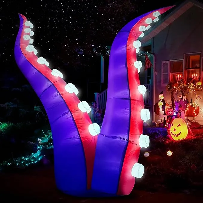 Domkom 6ft Halloween Inflatables Decorations Octopus Tentacles 36 Built-in LED Lights Blow Up