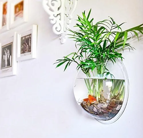 PRUGNA Wall-Hanging Fish Bowl Acrylic Wall-Mounted Plant Pot 1 Gallon Fish Ta...