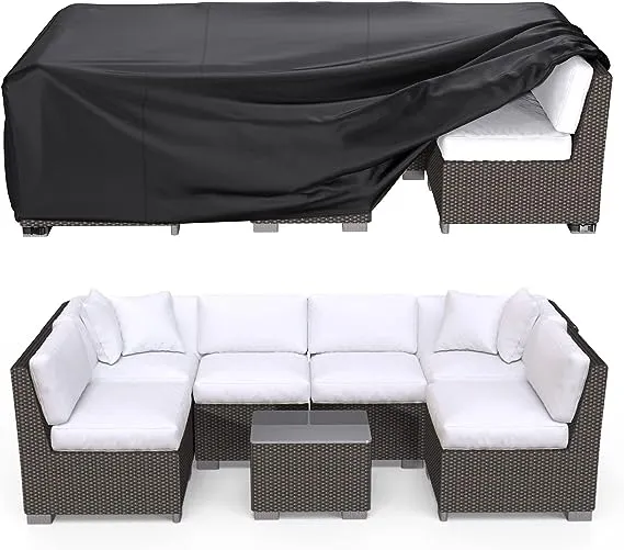 Patio Furniture Set Cover Waterproof, Heavy Duty 600D 108&#034;L×82&#034;W×28&#034;<wbr/>H Black