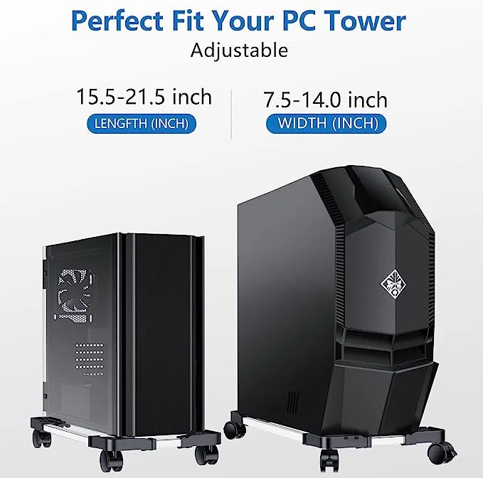 Computer Tower Stand - Adjustable PC for Most Desktop Towers - Black 