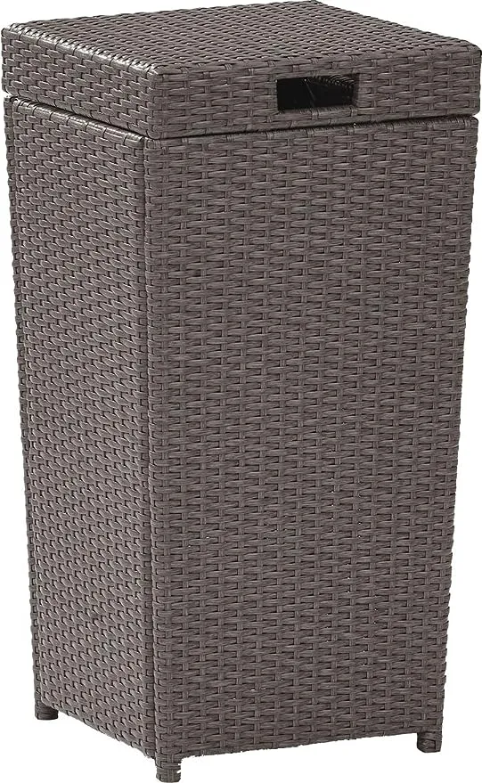 Crosley Furniture Palm Harbor Wicker / Rattan Patio Trash Can in Weathered Gray