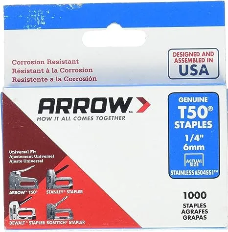 Arrow Fastener 504SS1 1/4 in. T50 Stainless Steel Staples