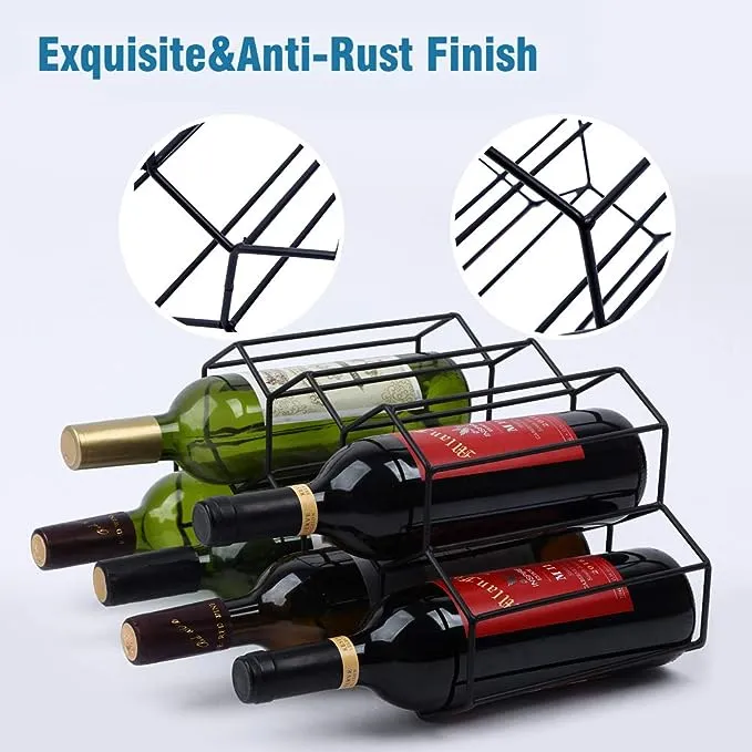 Urban Deco Small Wine Rack 9 Bottle Holder - No Need Assembly Modern Metal Wi...