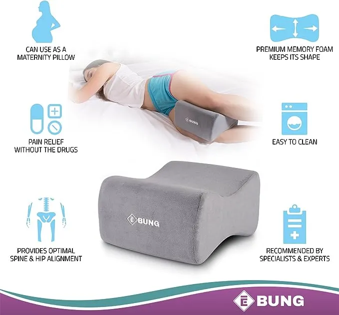 EBUNG Memory Foam Knee Pillow &amp; Leg Pillow for Hip, Back, Leg, Knee Pain Relief