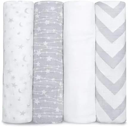 Muslin Swaddle Blankets Neutral Receiving Blanket for Boys and Girls by Comfy Cubs Cubs (Pacific, Cedar, Sage, Blush)