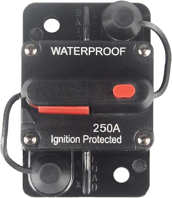 WOHHOM 250 Amp Circuit Breaker with Manual Reset 12V-36V DC Waterproof Surfac...